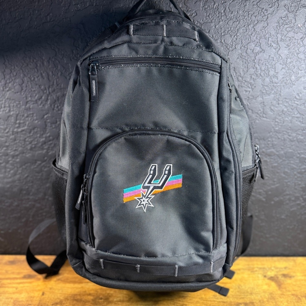San Antonio Spurs NBA Fiesta Logo Black Ballistic Nylon Backpack Unisex OSFM